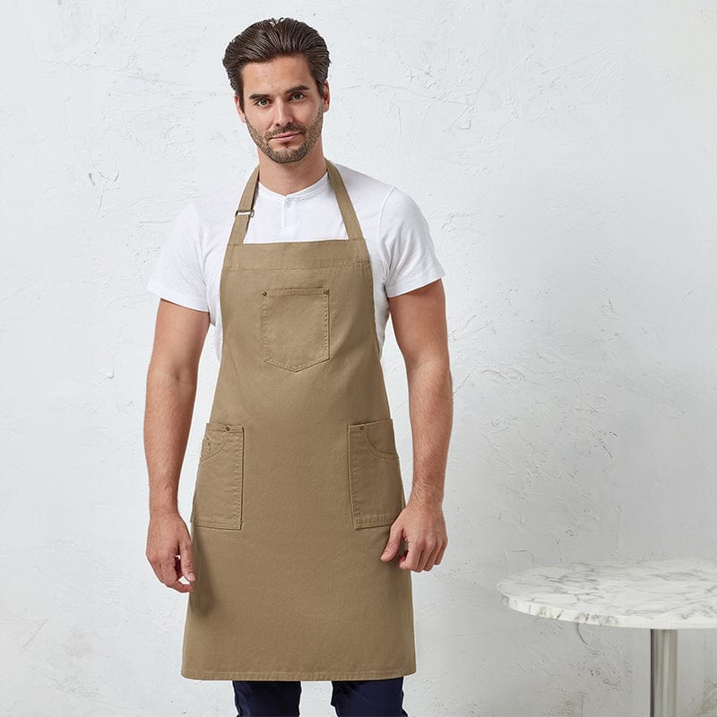 khaki pop snap barber apron pr132