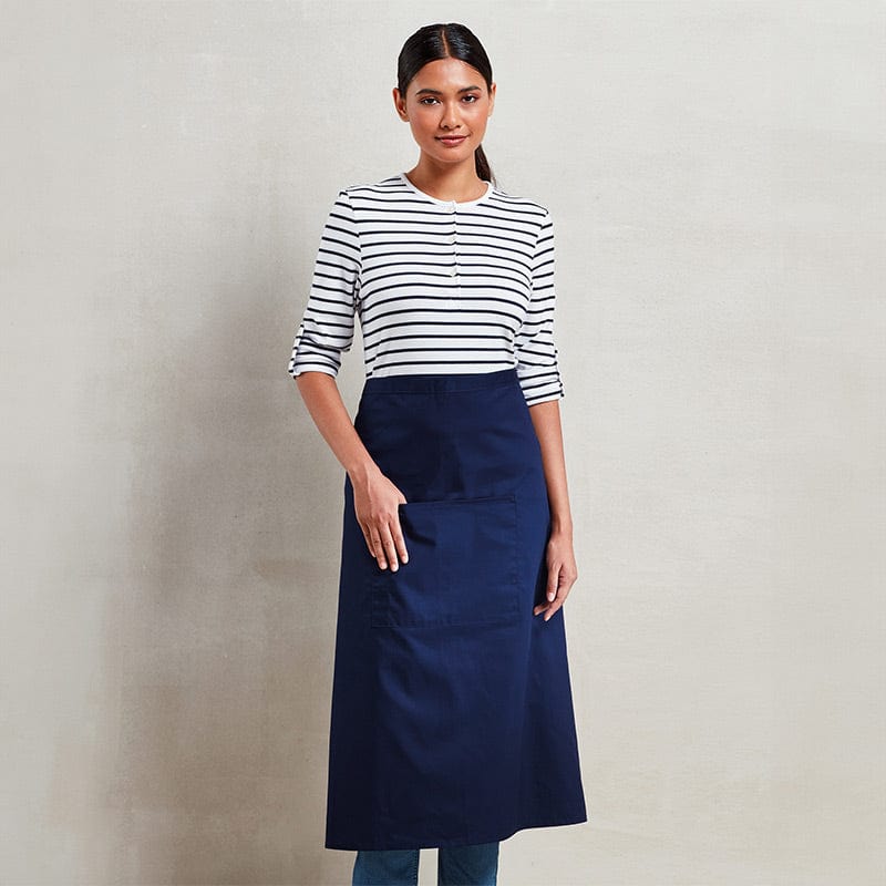 navy long bar apron pr158 model