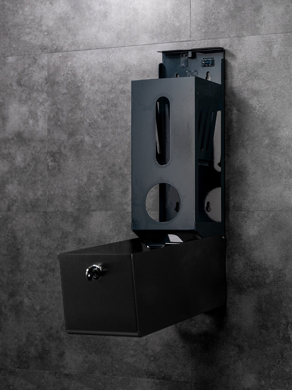 open 3 roll brushed steel dispenser
