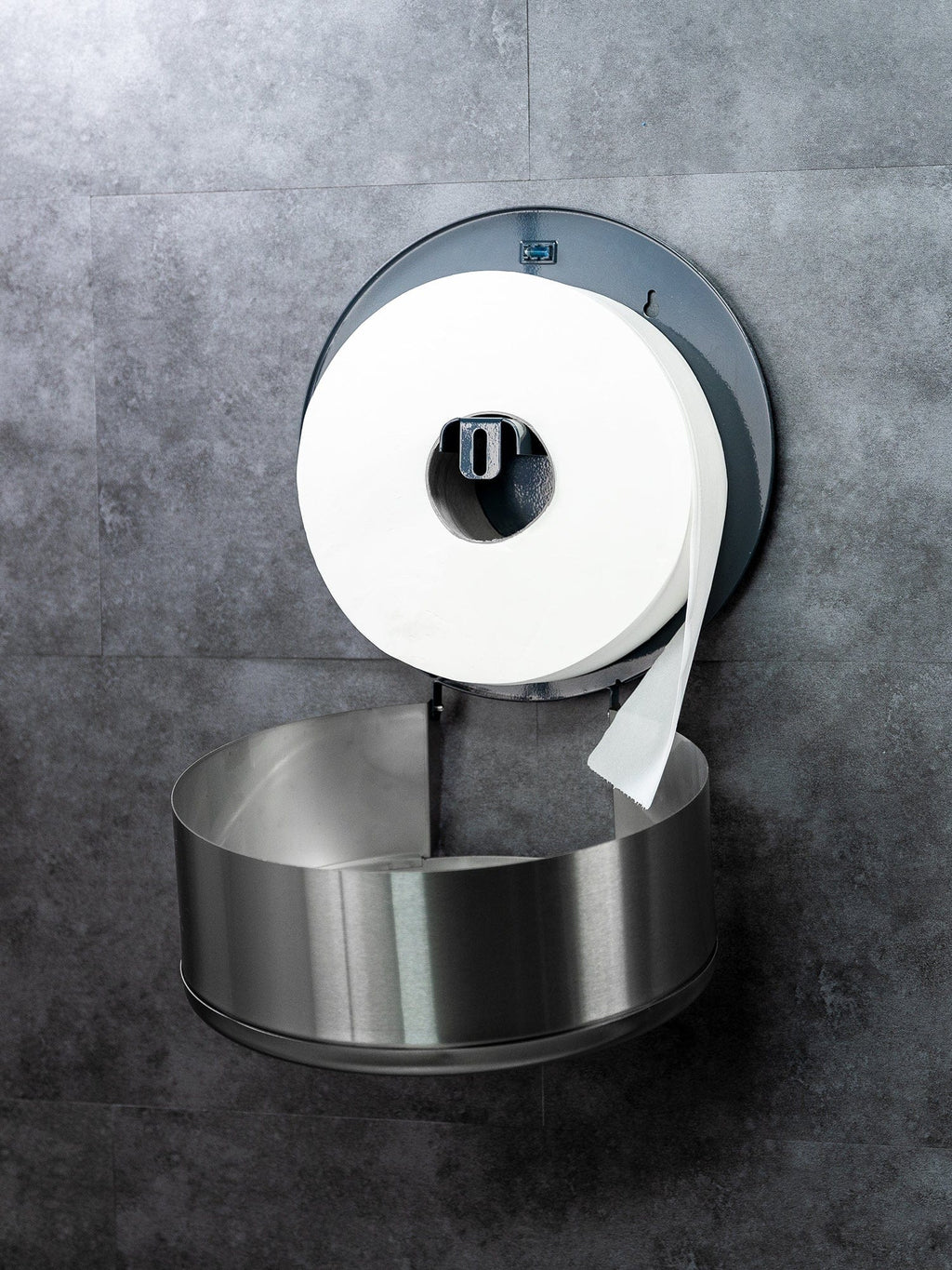 open jumbo toilet roll dispenser