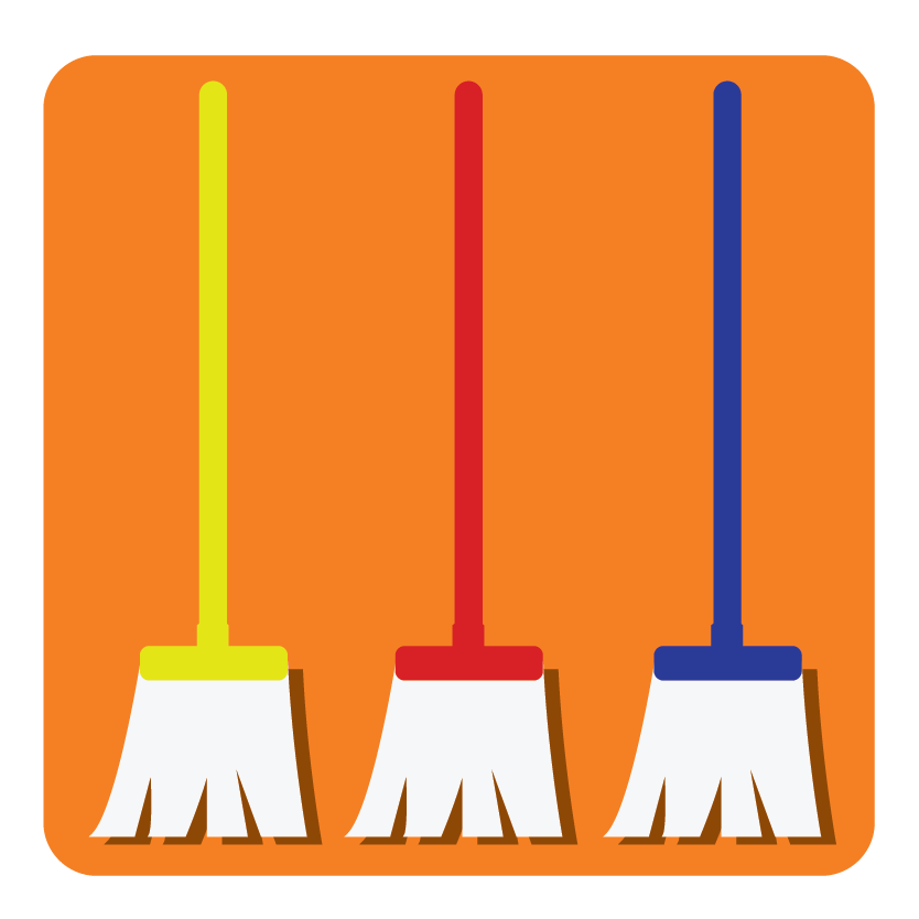 3 mops stored neatly