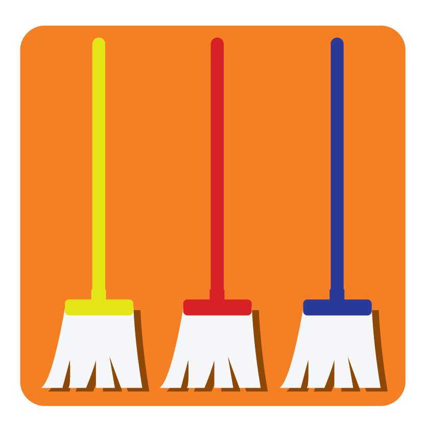 3 mops stored neatly