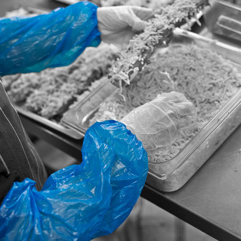 polythene oversleeves blue model 1