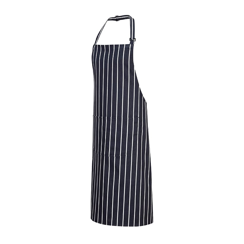 portwest butchers apron with pocket s855 navy stripe adjustable strap