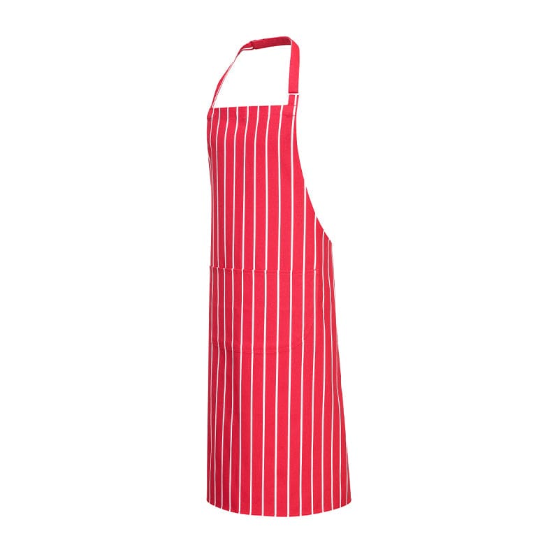 portwest butchers apron with pocket s855 red adjustable stripe