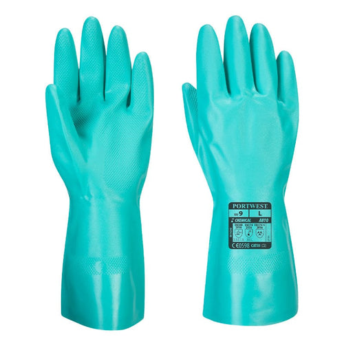 portwest green nitrile gauntlet glove a810 x large