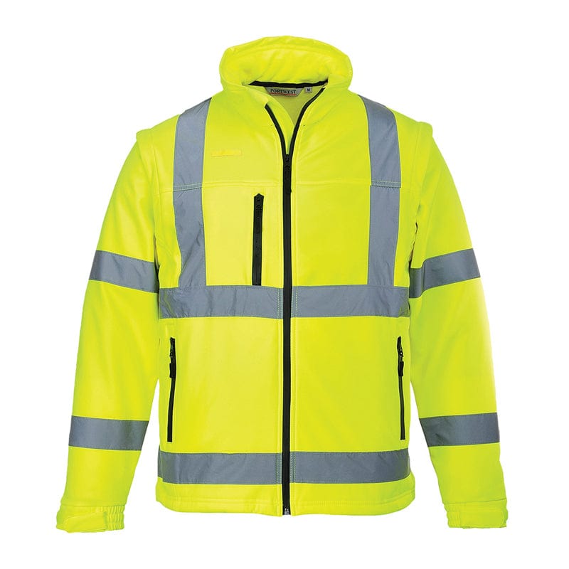 portwest hi vis 3 layer softshell jacket S428 yellow front