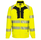 DX477 DX4 Hi-Vis Funnel Neck Zipped Sweatshirt in Orange/Black, featuring a high-visibility design, zipped funnel neck, and durable fabric for comfort and safety in work environments.