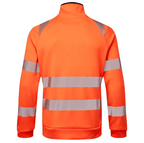 DX477 DX4 Hi-Vis Funnel Neck Zipped Sweatshirt in Orange/Black, featuring a high-visibility design, zipped funnel neck, and durable fabric for comfort and safety in work environments.