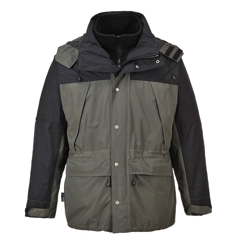 portwest orkney 3 in 1 breathable jacket s532 grey front nylon shell
