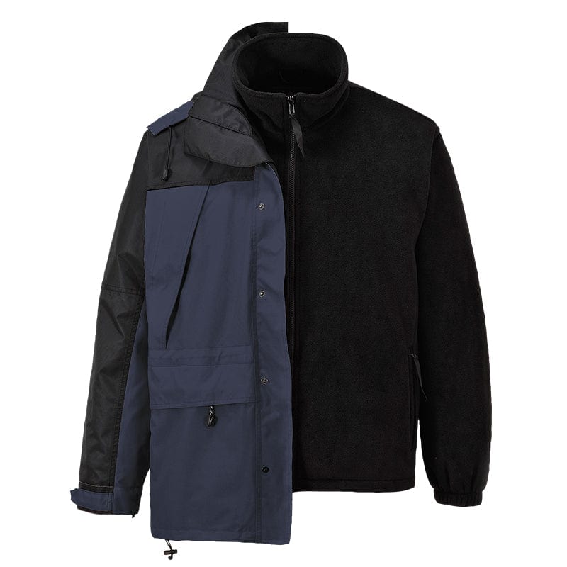 portwest orkney 3 in 1 breathable jacket s532 navy fleece windproof