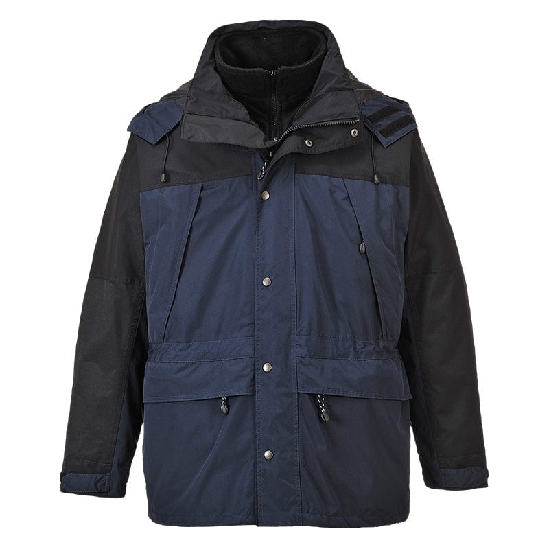 portwest orkney 3 in 1 breathable jacket s532 navy front seven pockets