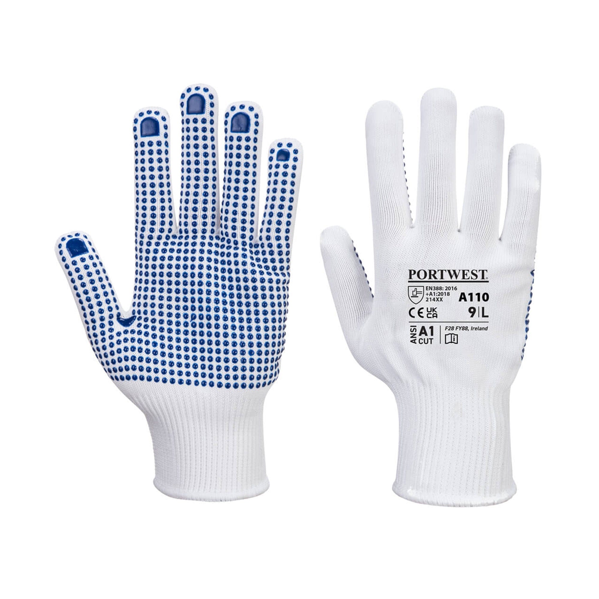 Portwest Polka Dot Gloves A110 White/Blue