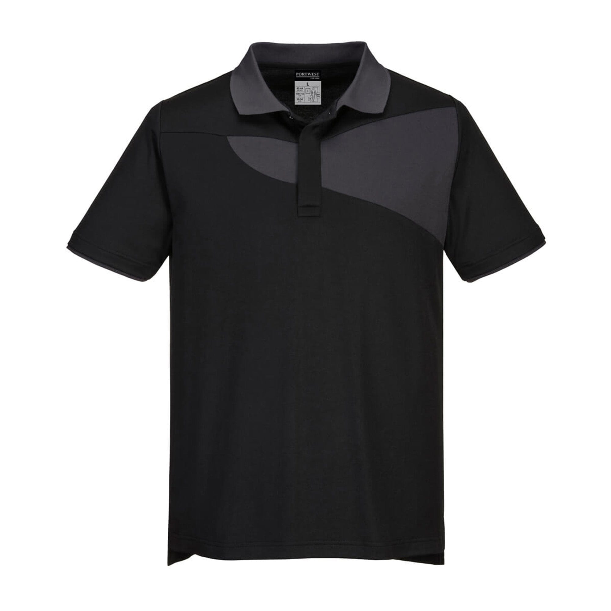 Portwest PW2 Cotton Comfort Polo Shirt PW210 Black/Zoom Grey