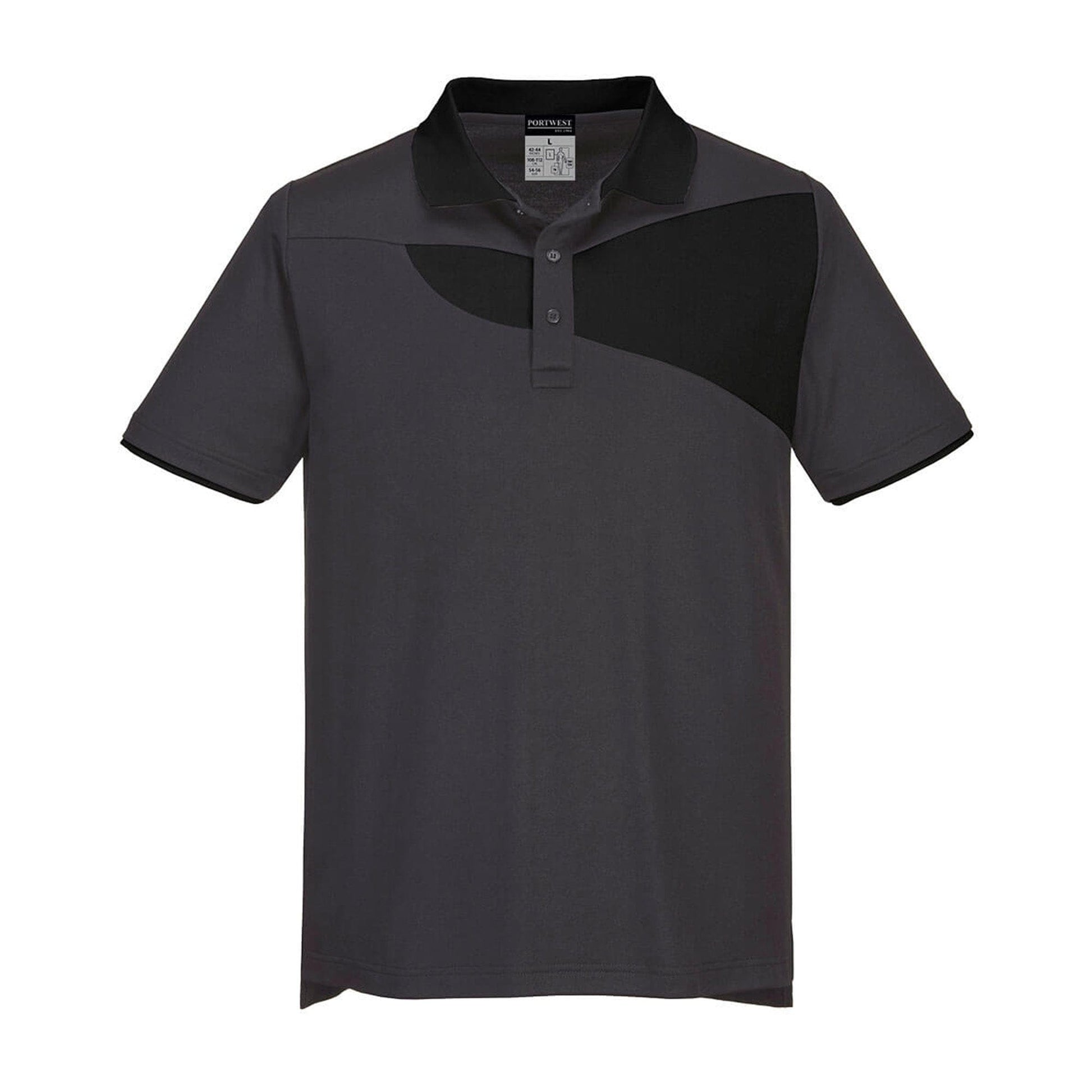 Portwest PW2 Cotton Comfort Polo Shirt PW210 Zoom Grey/Black