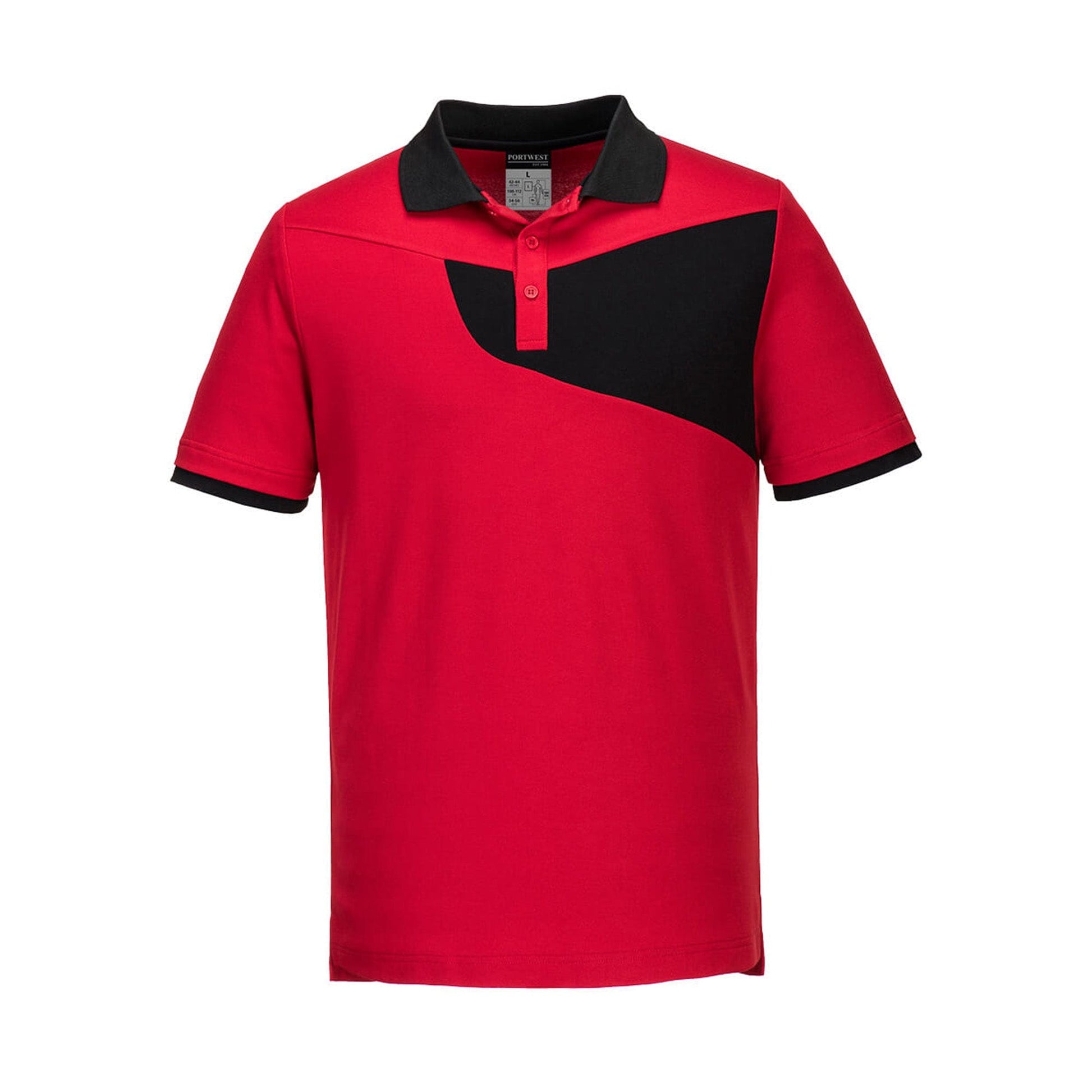 Portwest PW2 Cotton Comfort Polo Shirt PW210 Red/Black