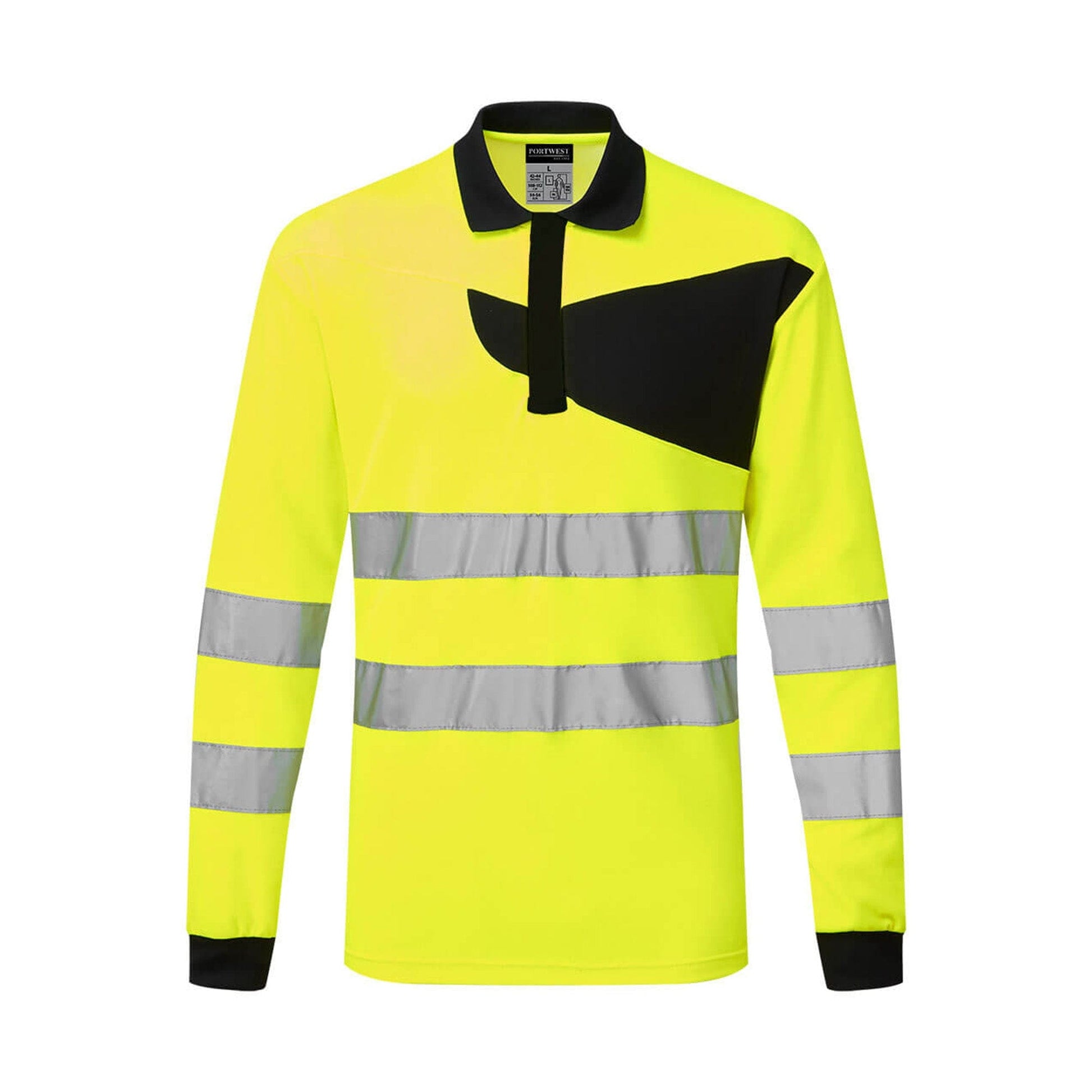 Portwest PW2 Hi Vis Long Sleeve Polo Shirt PW220 Yellow/Black