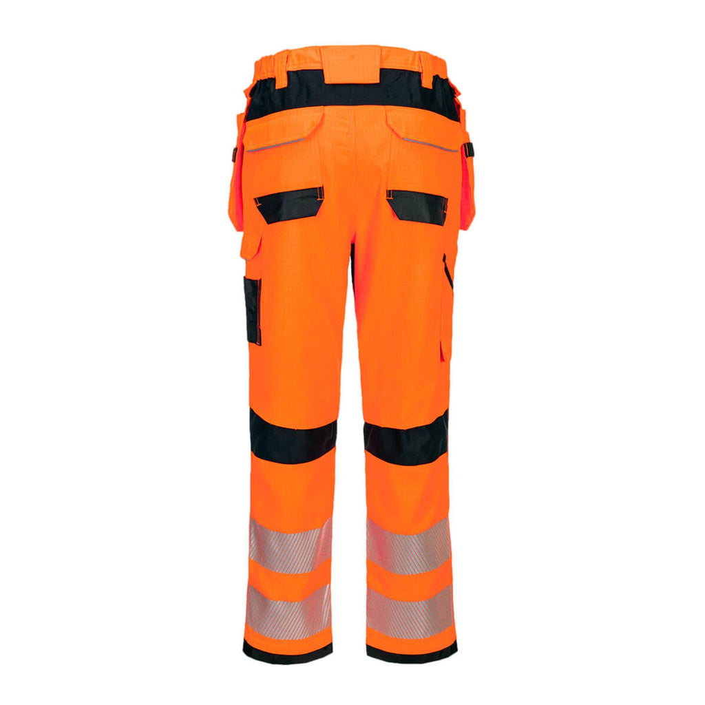 Portwest PW3 Flame Resitant Hi Vis Holster Trousers FR415 - Orange/Black Reverse
