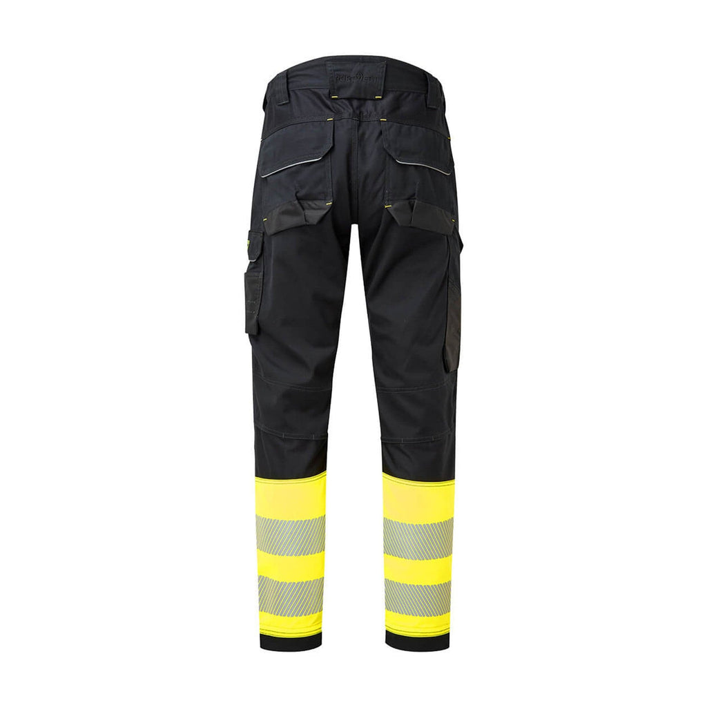 Portwest PW3 Flame Resitant Hi Vis Class 1 Holster Trousers FR416 - Yellow/Black Reverse