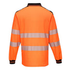 portwest pw3 hi vis polo shirt long sleeve t184 orange black back