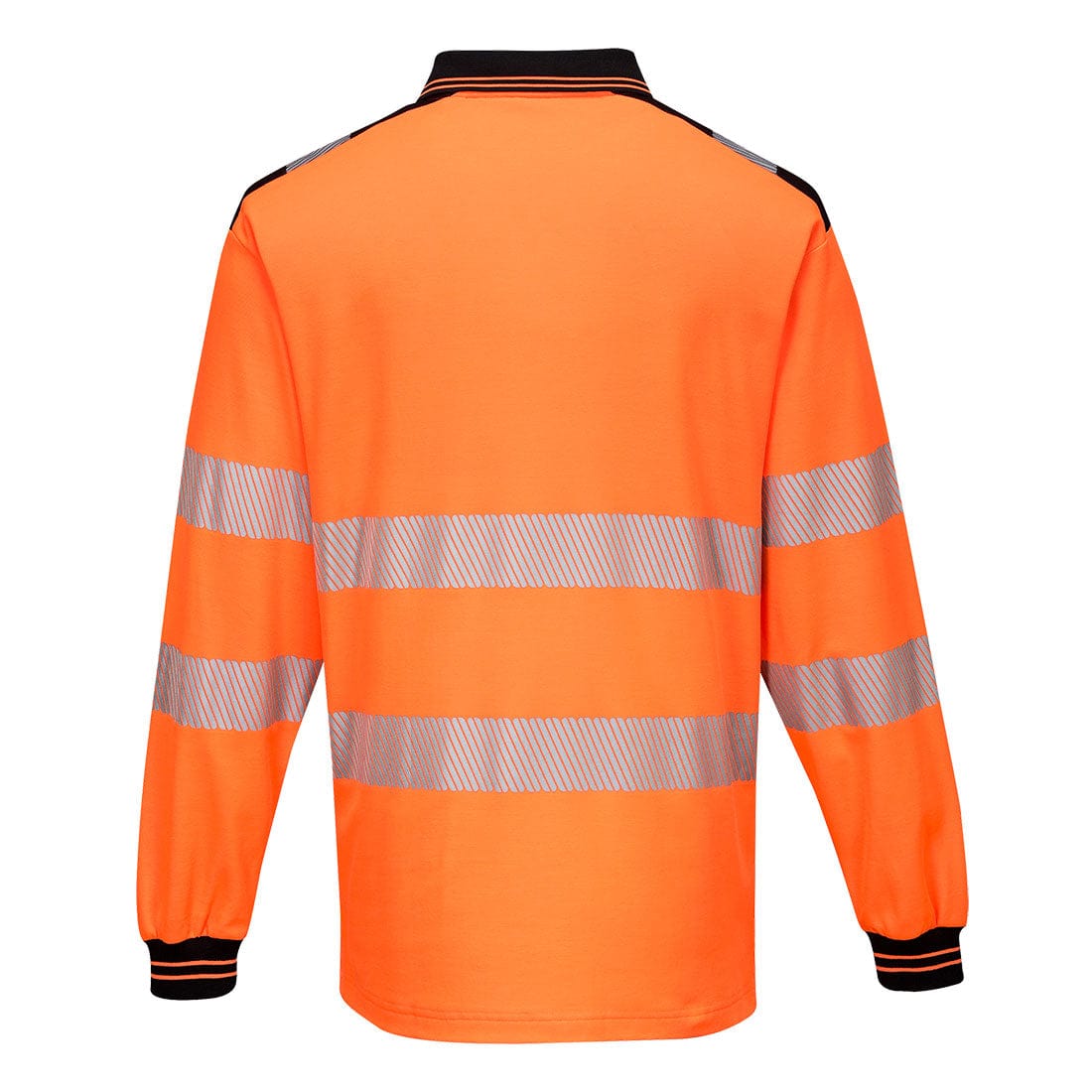 portwest pw3 hi vis polo shirt long sleeve t184 orange black back
