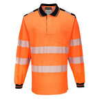 portwest pw3 hi vis polo shirt long sleeve t184 orange black