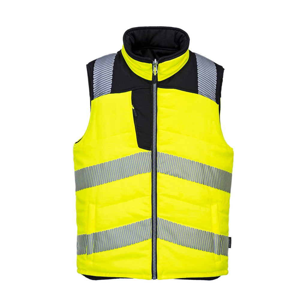 Portwest PW3 Hi-Vis Reversible Bodywarmer PW374 Yellow/Black