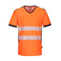 Portwest PW3 Hi-Vis V-Neck Mesh Insert T-Shirt PW310 Orange/Black