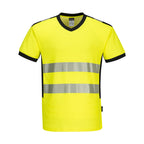 Portwest PW3 Hi-Vis V-Neck Mesh Insert T-Shirt PW310 Yellow/Black