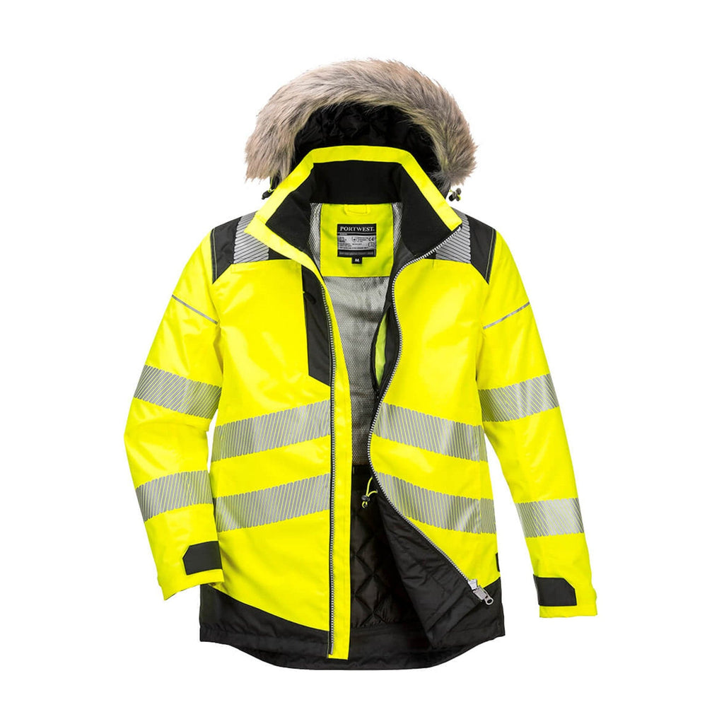 Portwest PW3 Hi-Vis Winter Parka Jacket PW369 Yellow/Black