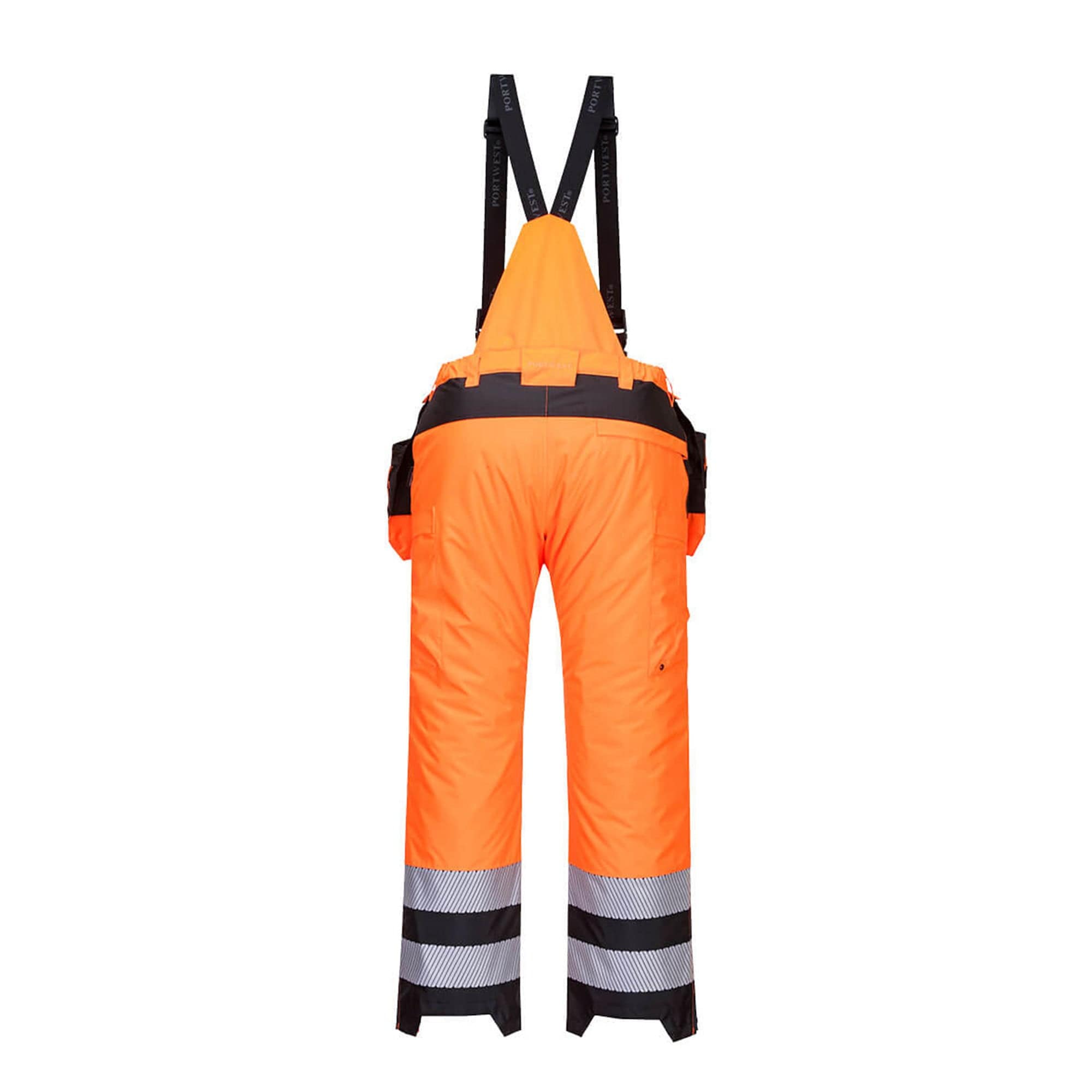 portwest pw3 hi vis winter trousers pw351 orange rear