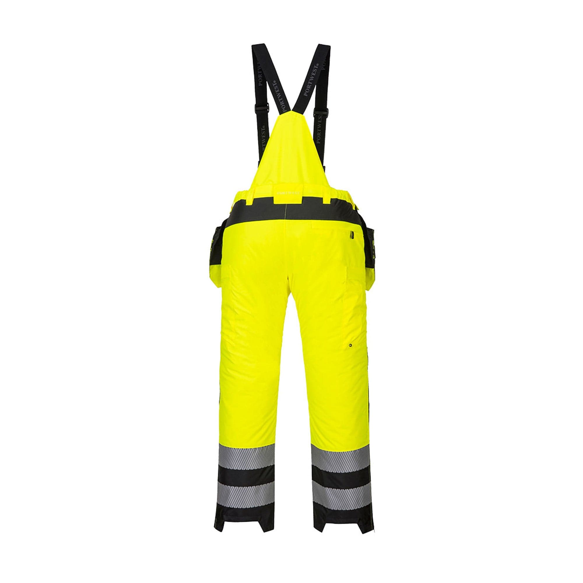 portwest pw3 hi vis winter trousers pw351 yellow rear