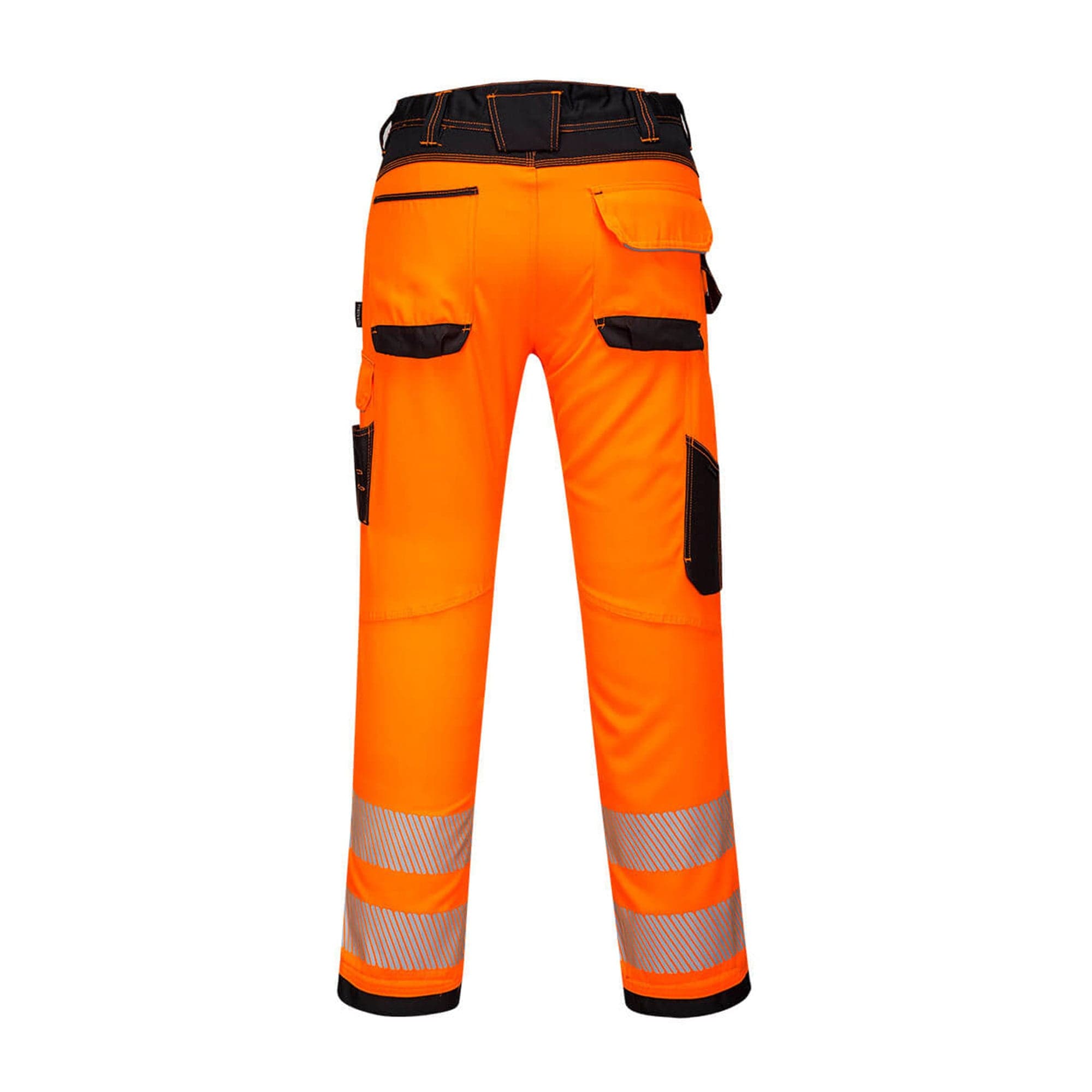 portwest pw3 hi vis womens stretch work trousers pw385 orange rear