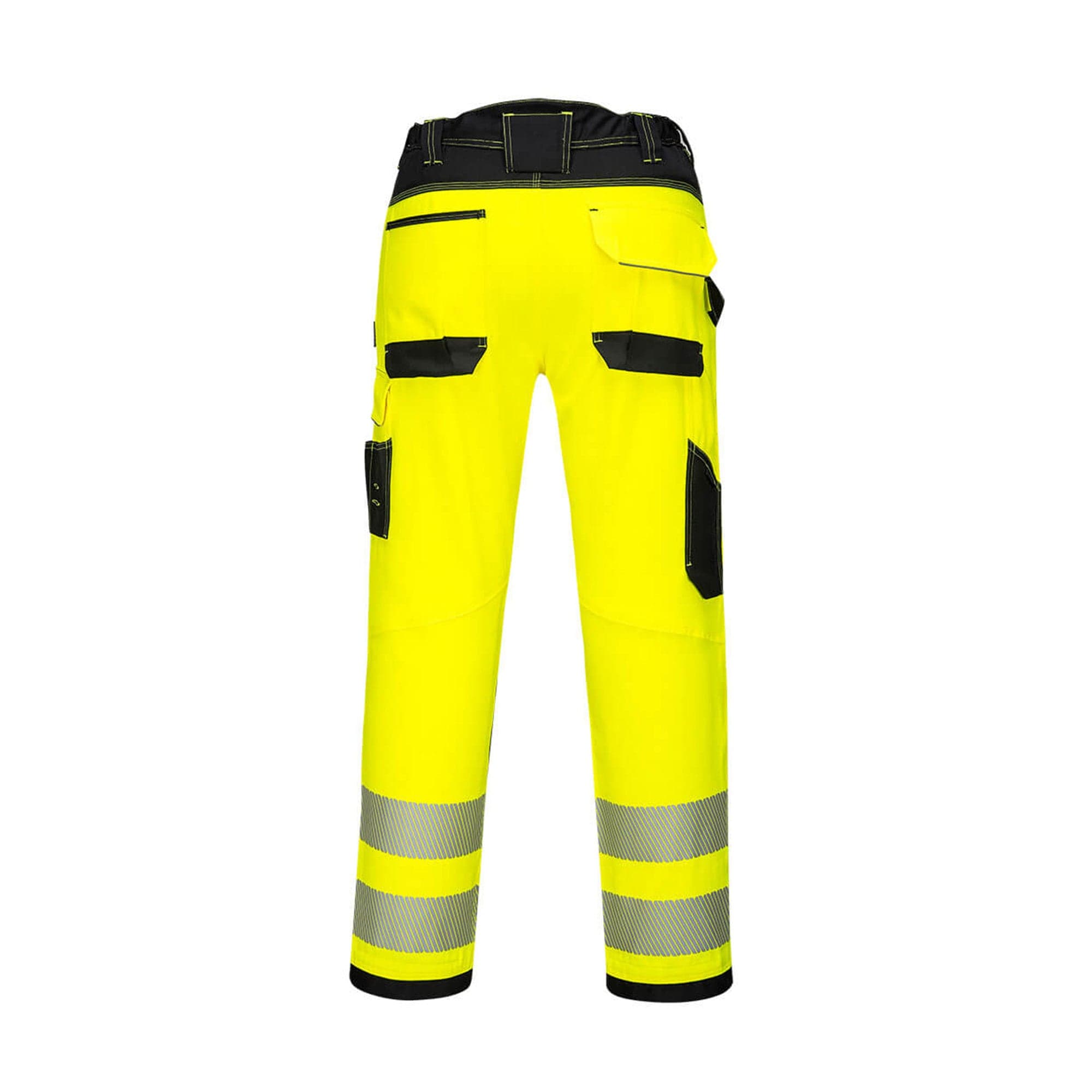 portwest pw3 hi vis womens stretch work trousers pw385 yellow rear