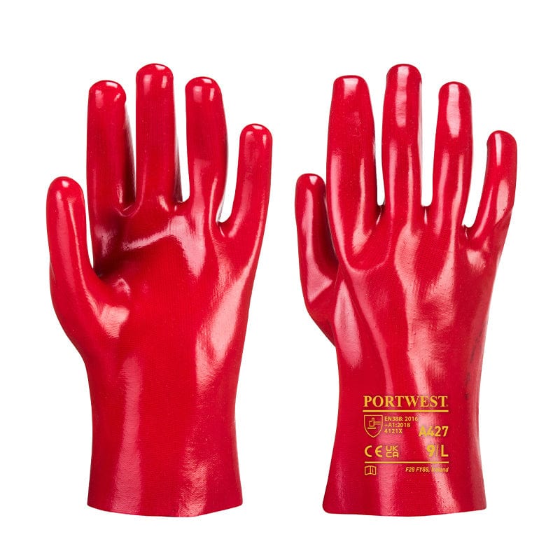 portwest red pvc gauntlet glove a427