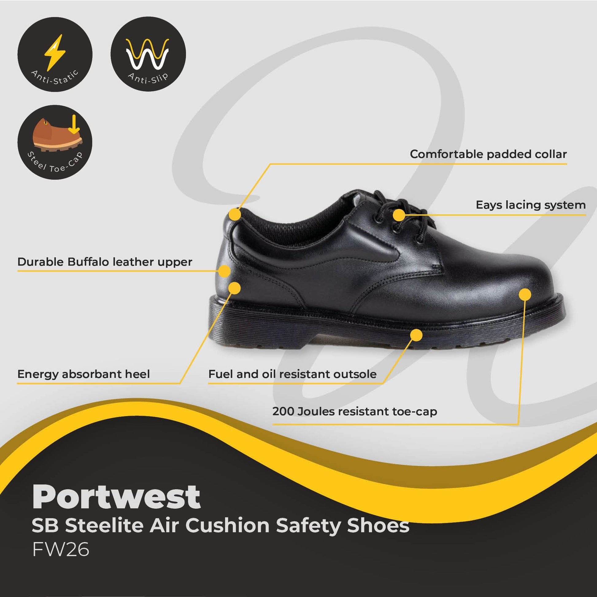 portwest steelite air cushion safety shoes sb fw2