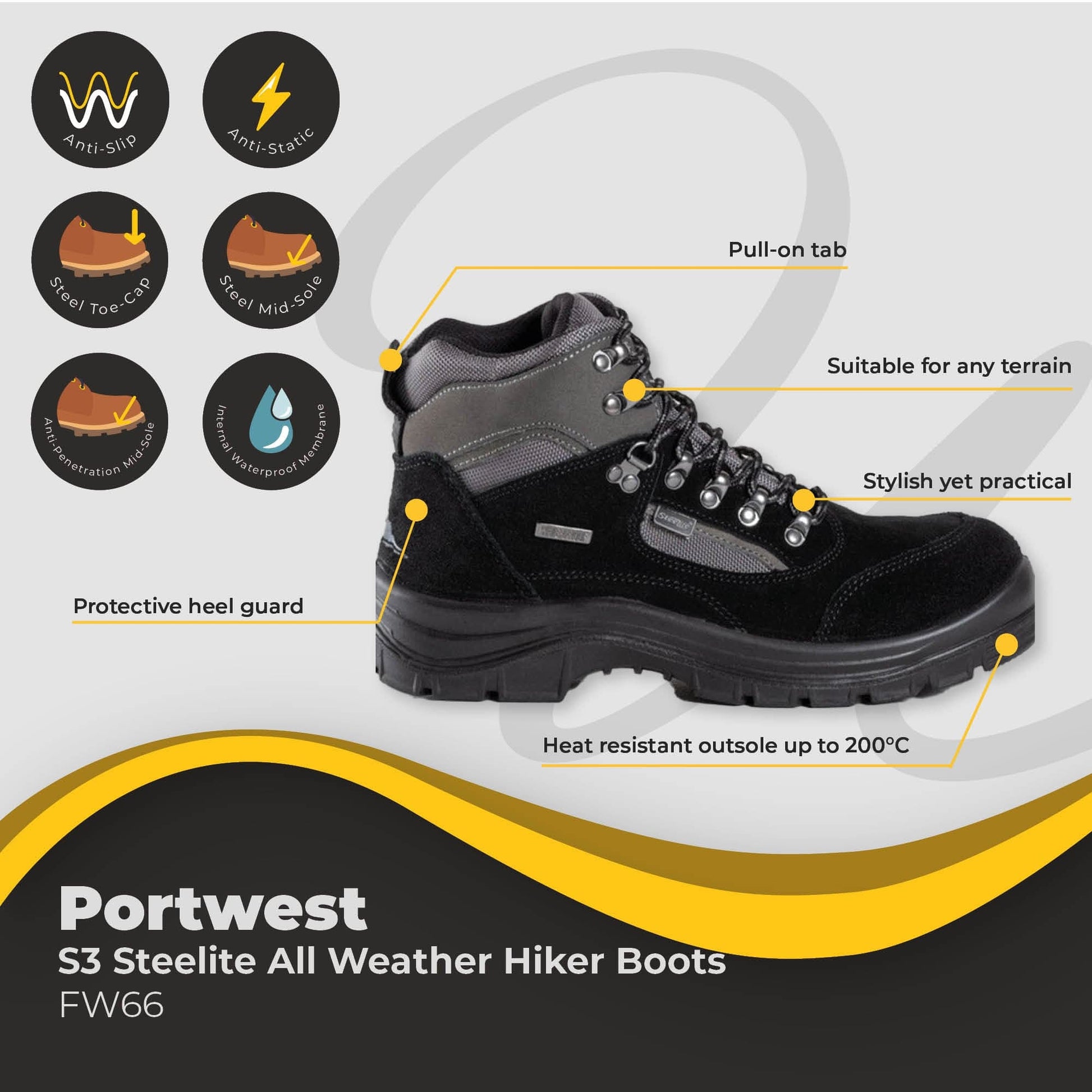 portwest steelite all weather hiker boot s3 fw66 dd866 bk 05