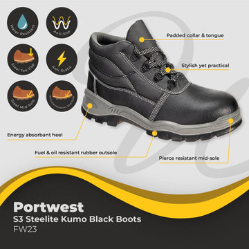 Portwest Steelite Kumo S3 Black Boot FW23