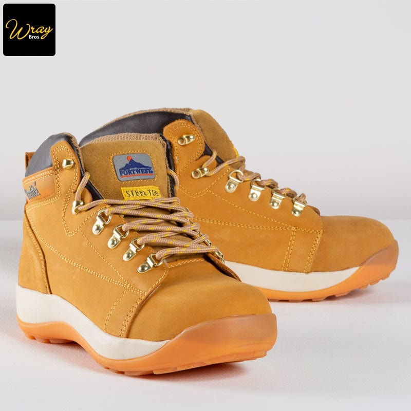 portwest steelite mid cut top grain nu buck material boot ankle padding honey sb hro fw31