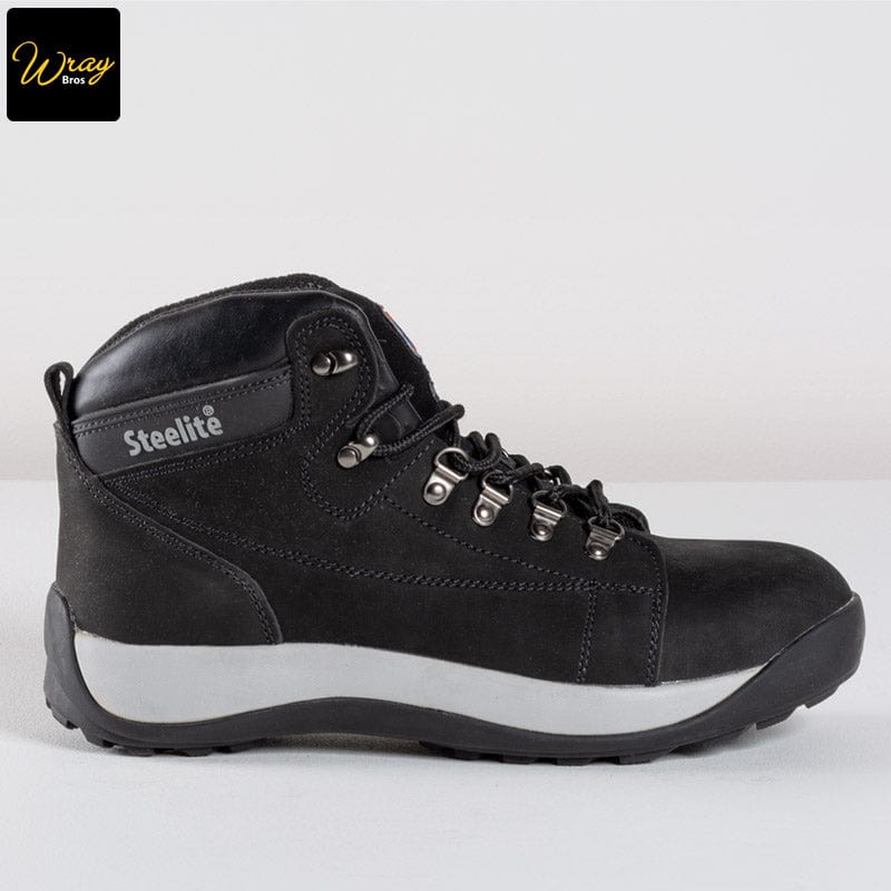 portwest steelite mid cut top grain nu buck material boot wear resistant black sb hro fw31