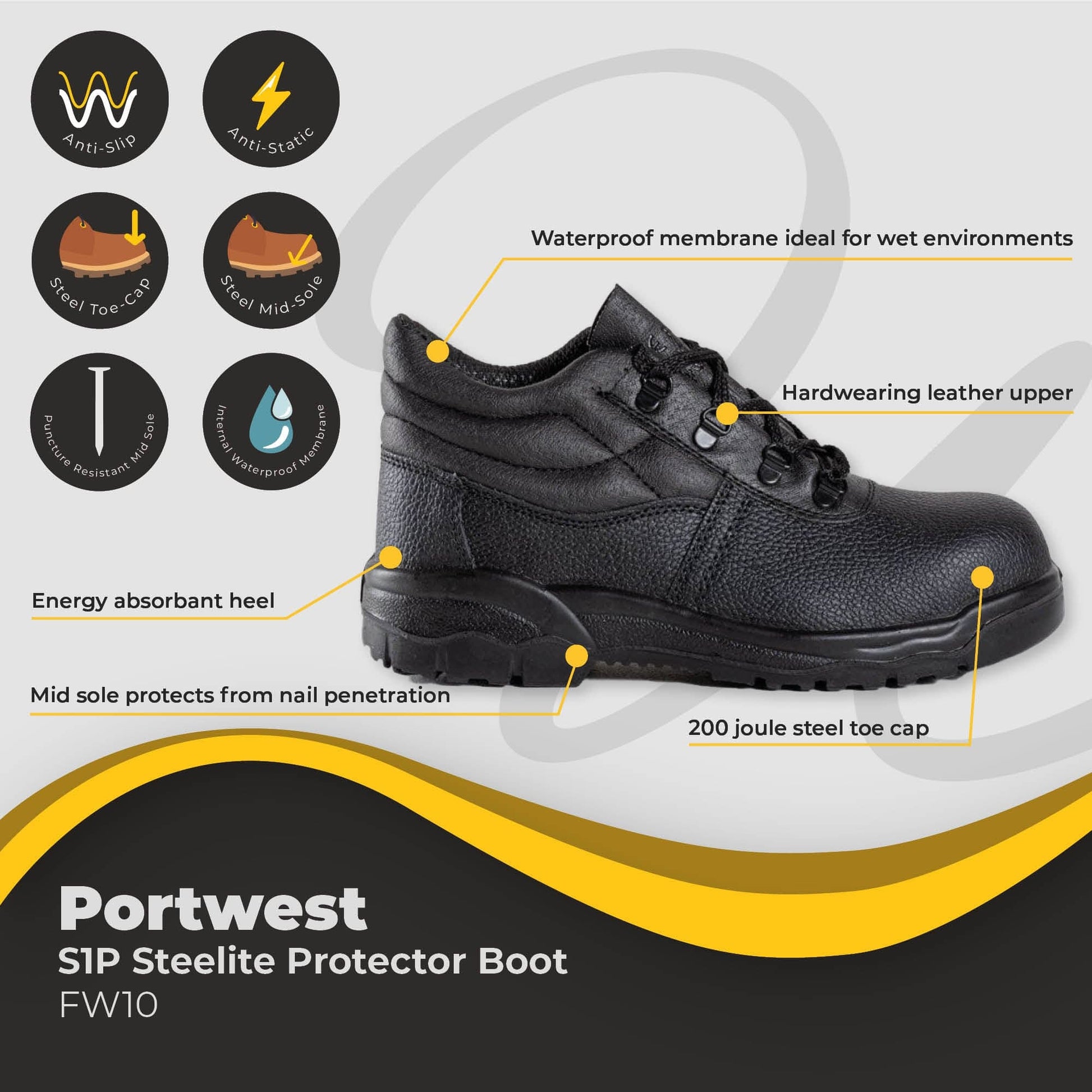 portwest steelite protector boot s1p fw10 dd010 02