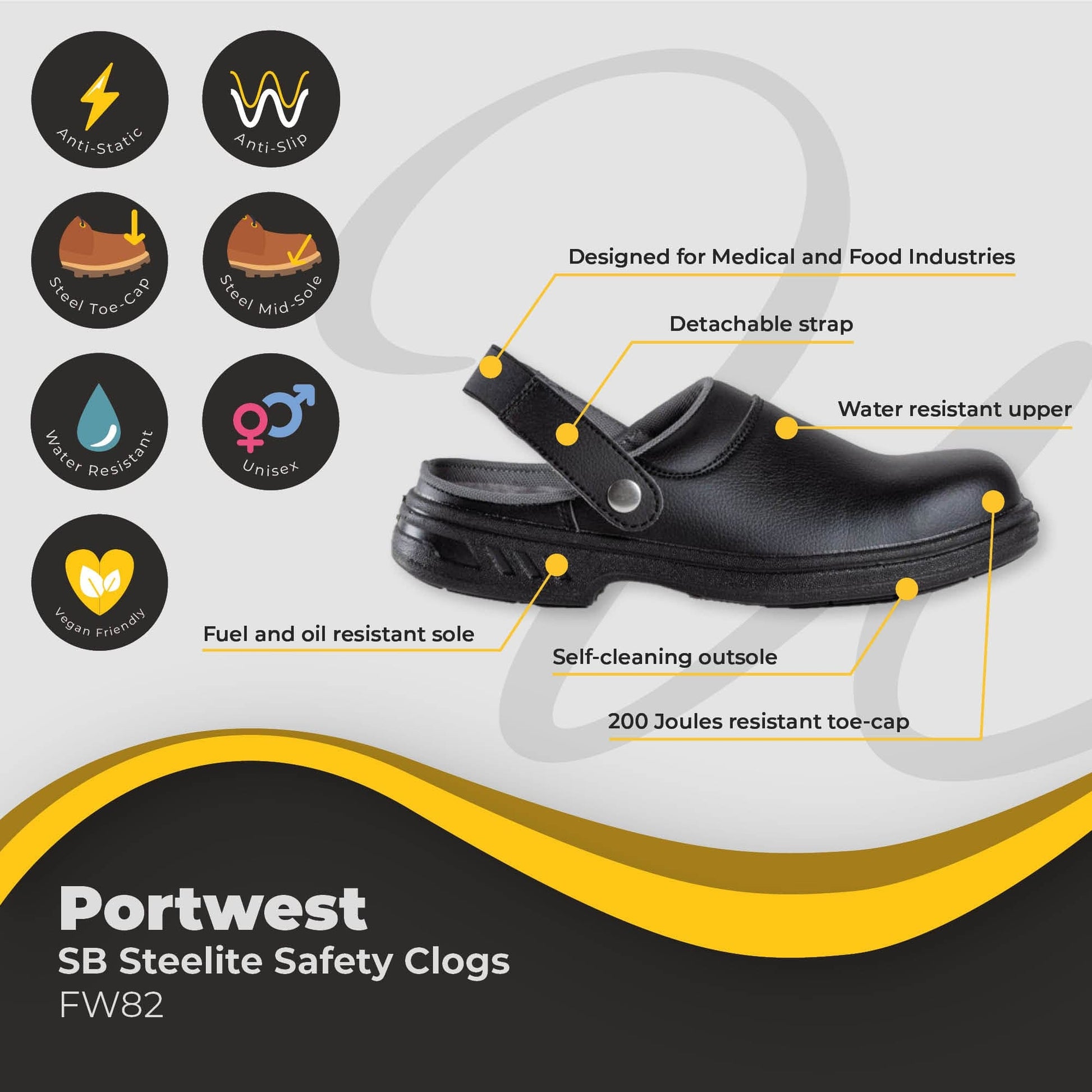 portwest steelite safety clog sb fw82