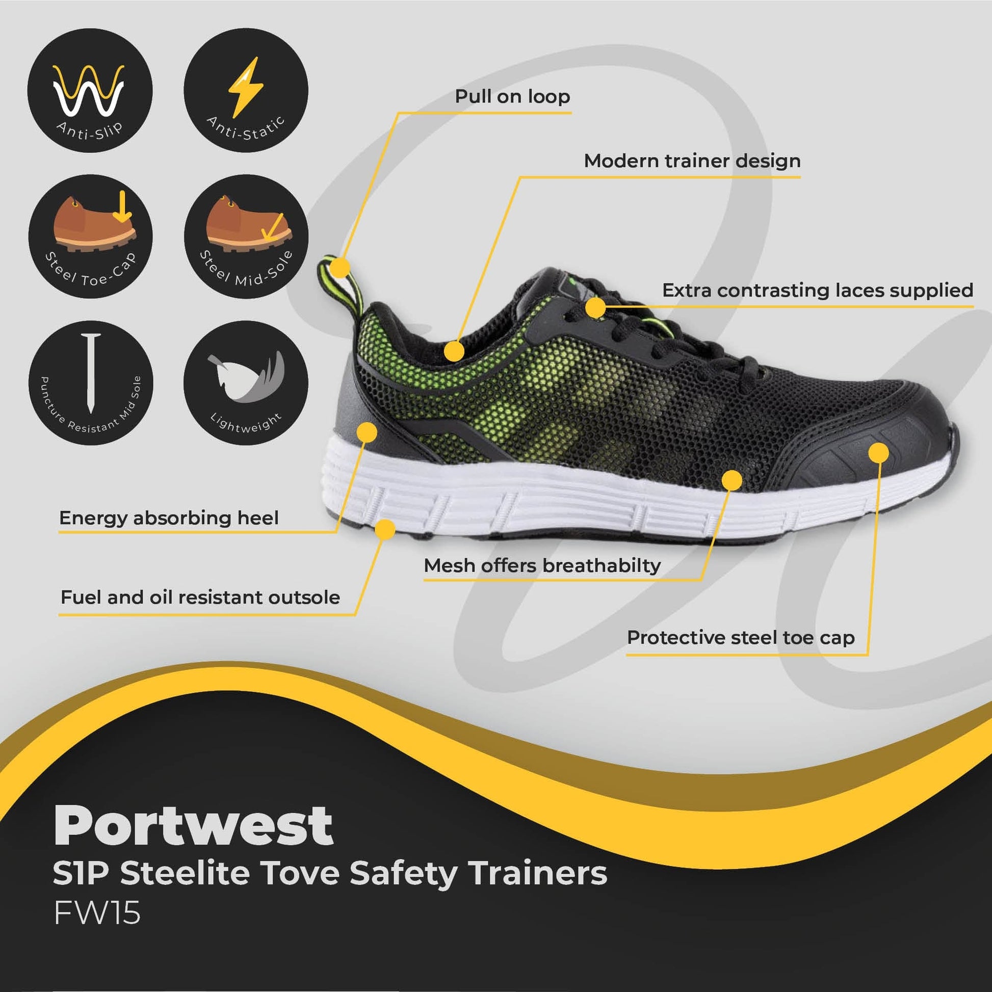 portwest steelite tove trainer s1p ft15
