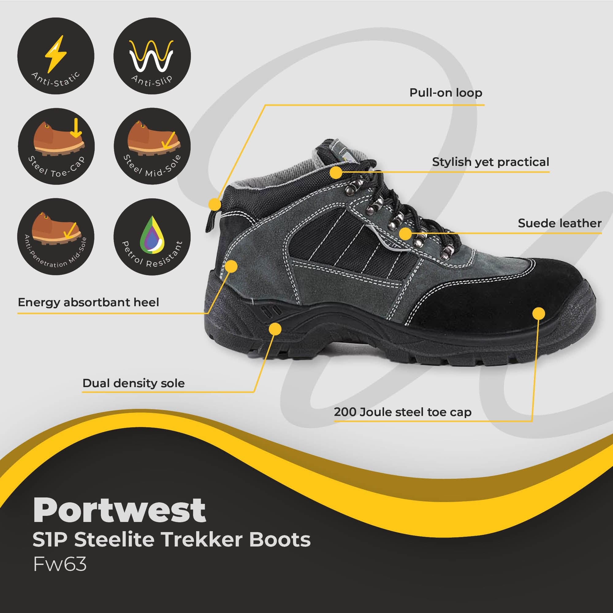 portwest steelite trekker boot s1p fw63