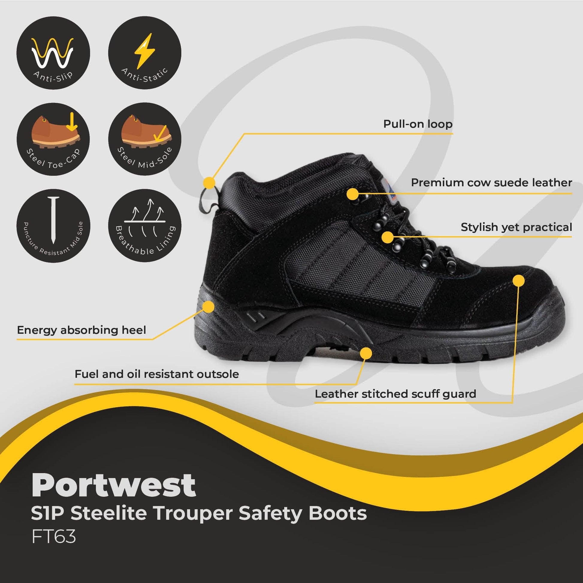 portwest steelite trouper boot s1p ft63 dd041 03