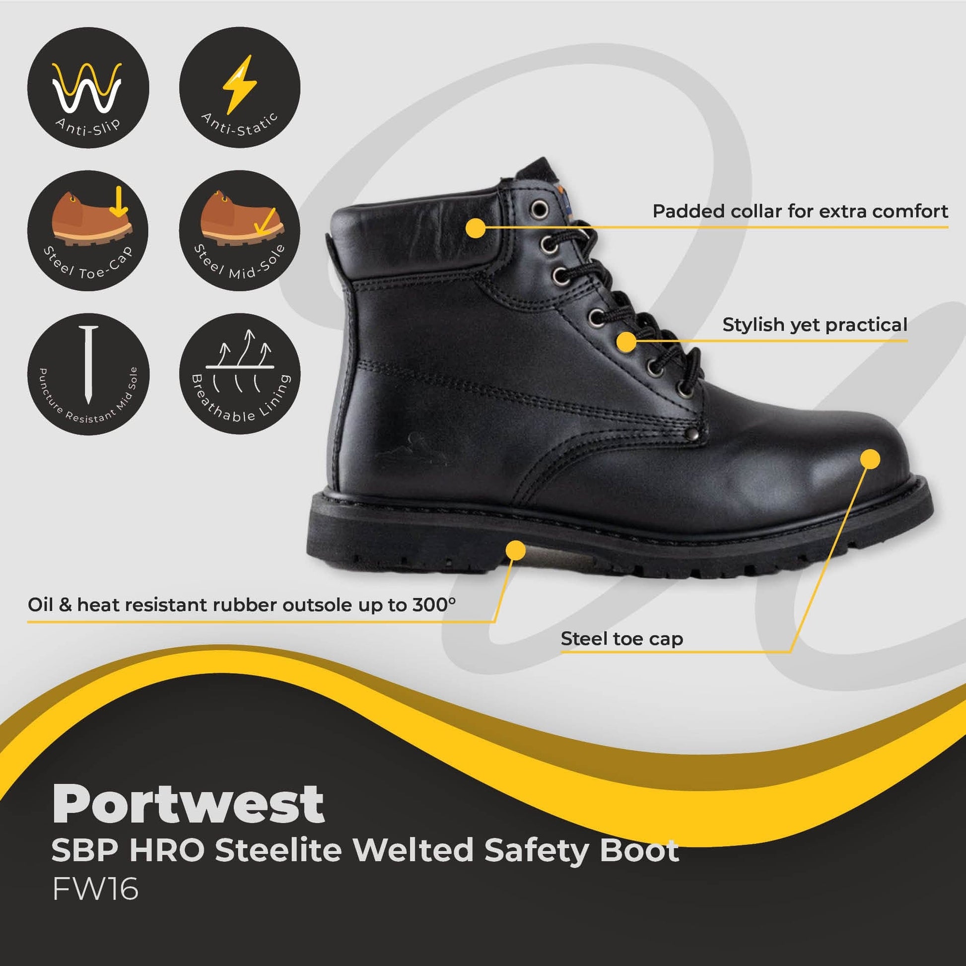 portwest steelite welted safety boots sbp fw16