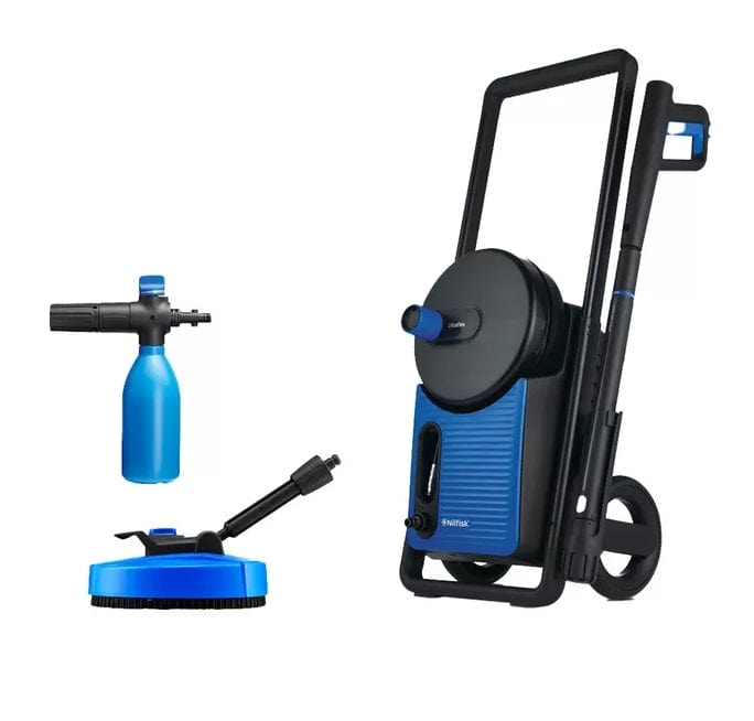 pressure washer kit showing a Nilfisk unit