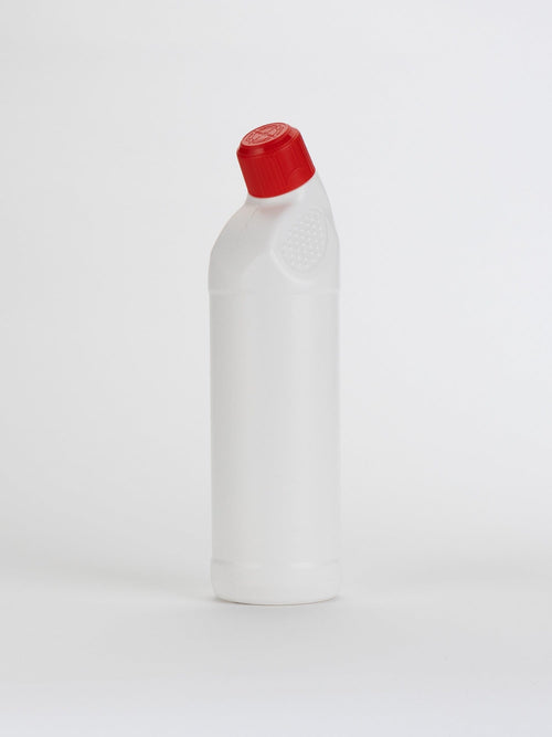 red cap toilet cleaner bottle