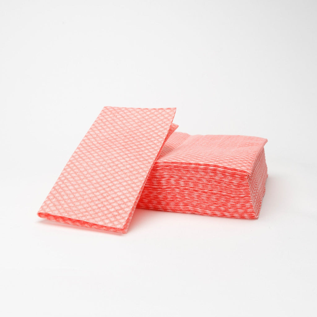 red cleaning cloth used for high risk areas