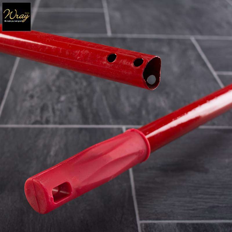 red steel squeegee handle rubber handle close up